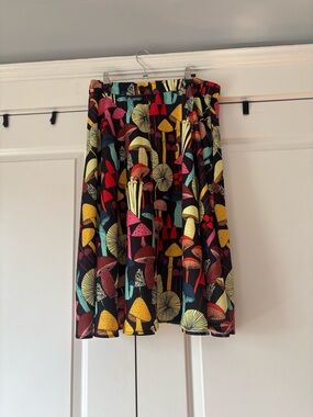 Women’s Black Mushroom Print A-Line Skirt